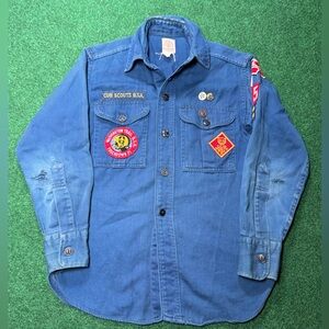 Vintage 60s Boy Scouts Official Sanforized Boys M/L Cub Scouts Bsa Erie Pa Shirt